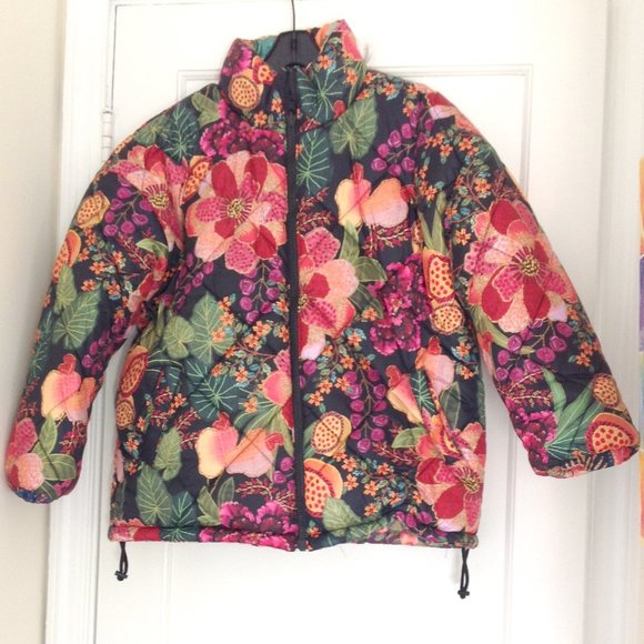 FARM Rio Mixed Scarves Reversible Puffer Jacket Patchwork Dopamine - Picture 9 of 14